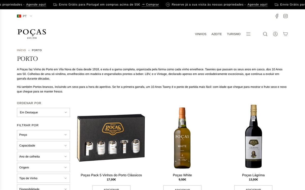 Coleção de vinhos do Porto